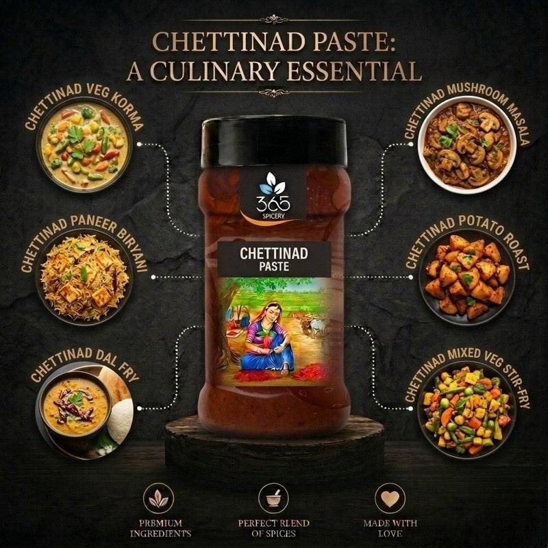 CHETTINAD PASTE | Bold South Indian Spice Blend | No MSG | Premium Quality | Vegan | Made in India | 365 Spicery