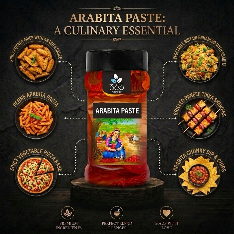 Arabita Pasta Paste | Spicy Italian Tomato Base | No Artificial Colours | Vegan | Restaurant Quality | 365 Spicery