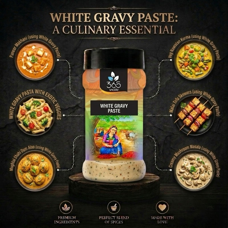WHITE GRAVY PASTE | Rich Creamy Cashew Base | No Artificial Flavours | Gluten-Free | Premium Quality | 365 Spicery