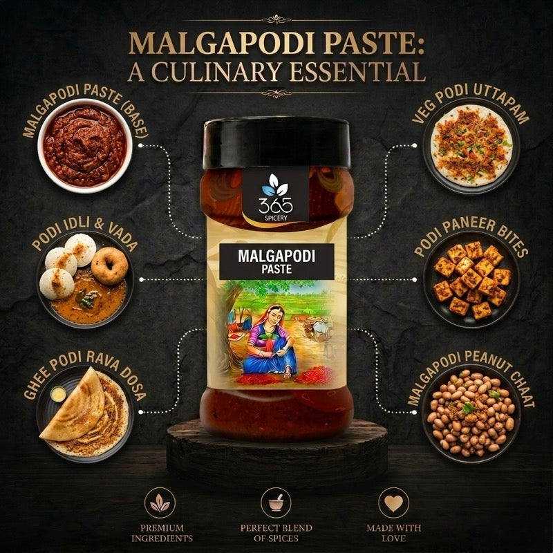 MALGAPODI PASTE | Spicy Roasted Lentil Condiment | No Preservatives | Premium Quality | Made in India | 365 Spicery