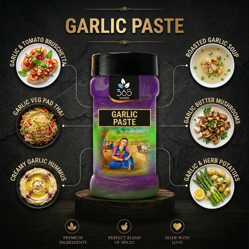 GARLIC PASTE | Fresh Aromatic Base | Vegan | No Artificial Flavours | Premium Quality | 365 Spicery