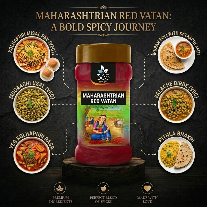 MAHARASHTRIAN RED VATAN | Spicy Curry Base | Vegan | No MSG | Traditional Indian Blend | 365 Spicery