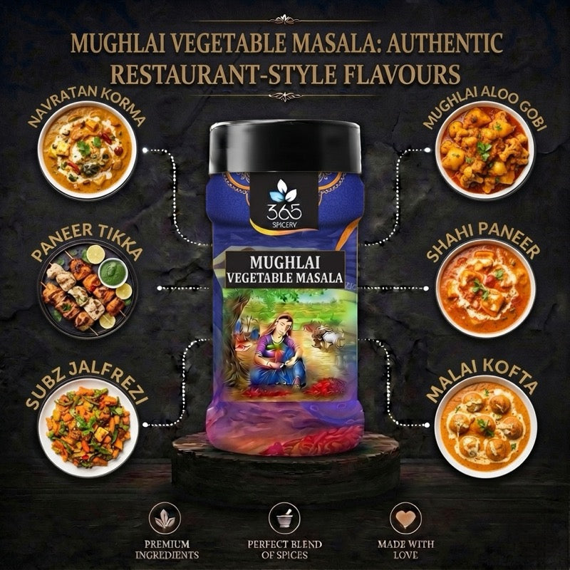 Mughlai Vegetable Masala | Royal Creamy Curry Seasoning | Vegan | No Artificial Flavours | 365 Spicery