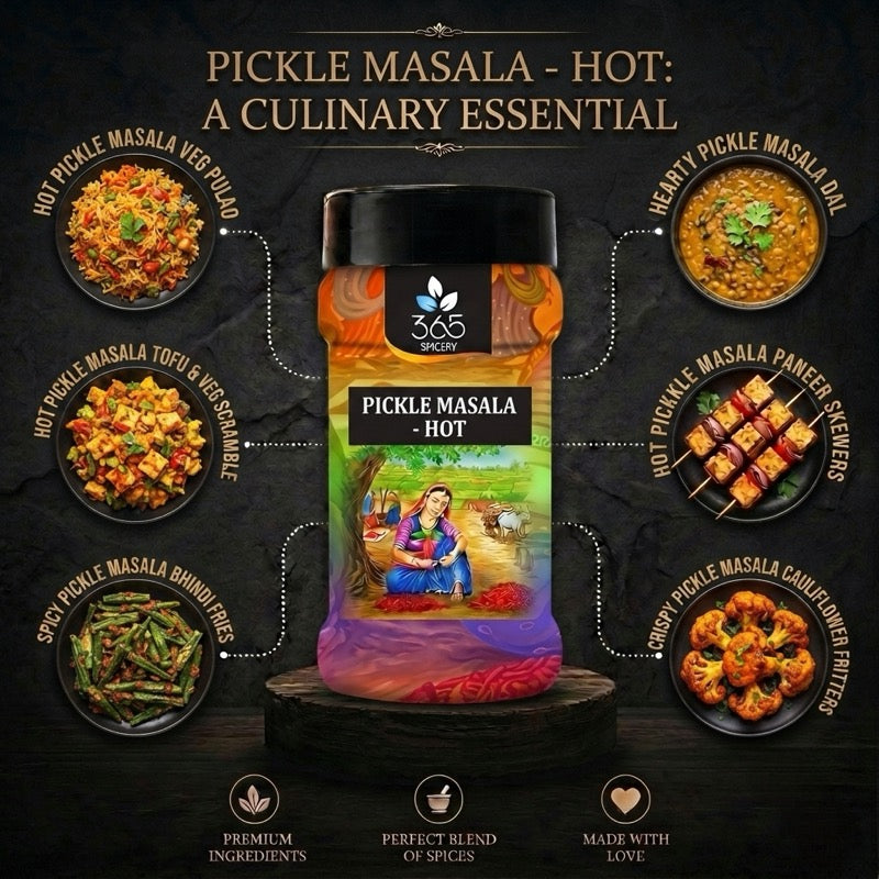 Pickle Masala - Hot | Spicy Traditional Achar Blend | Natural Ingredients | No Artificial Colours | 365 Spicery