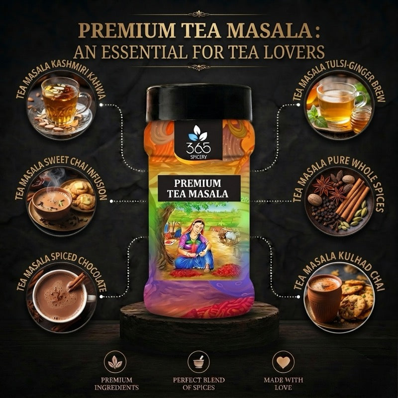 Premium Tea Masala | Aromatic Ginger & Cardamom Chai Blend | Vegan | No Artificial Colours | No MSG | 365 Spicery