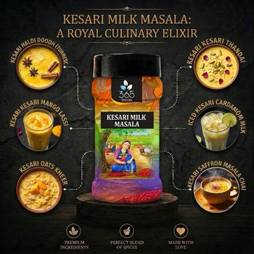 Kesari Milk Masala | Premium Saffron & Nut Beverage Blend | Natural Ingredients | No Artificial Flavours | 365 Spicery