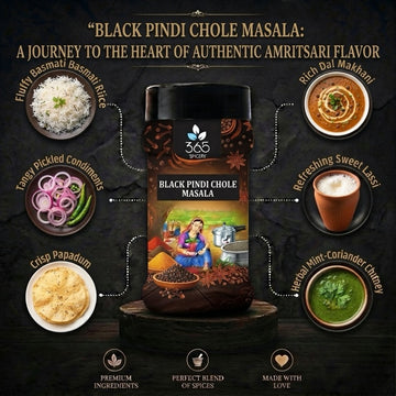 Black Pindi Chole Masala | Traditional Dark Chickpea Curry Blend | Vegan | No Artificial Colours | 365 Spicery