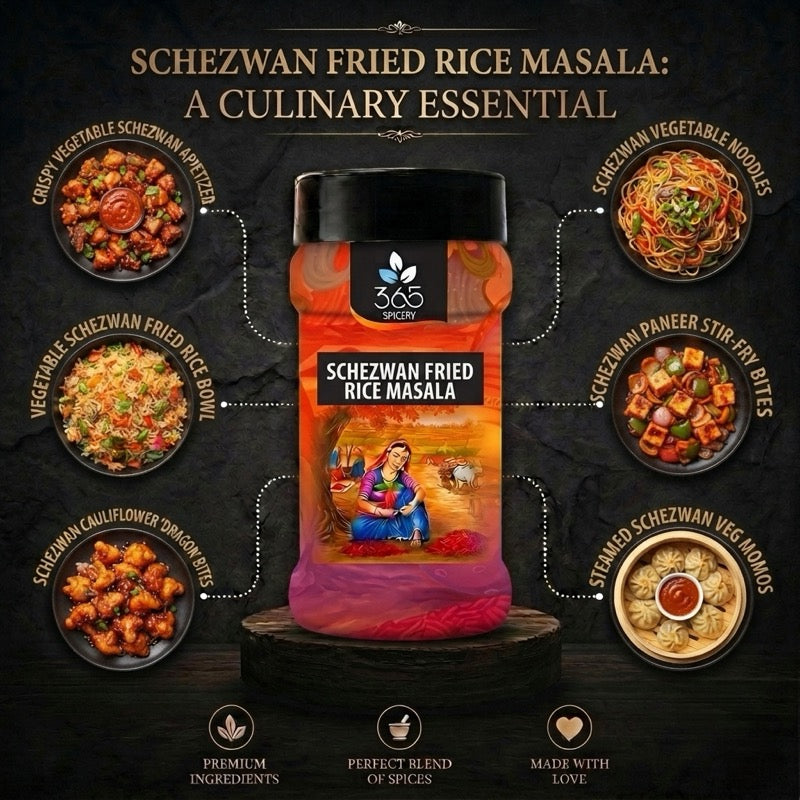 Schezwan Fried Rice Masala | Spicy Indo-Chinese Zesty Blend | Vegan | No Artificial Flavours | Premium Quality | 365 Spicery