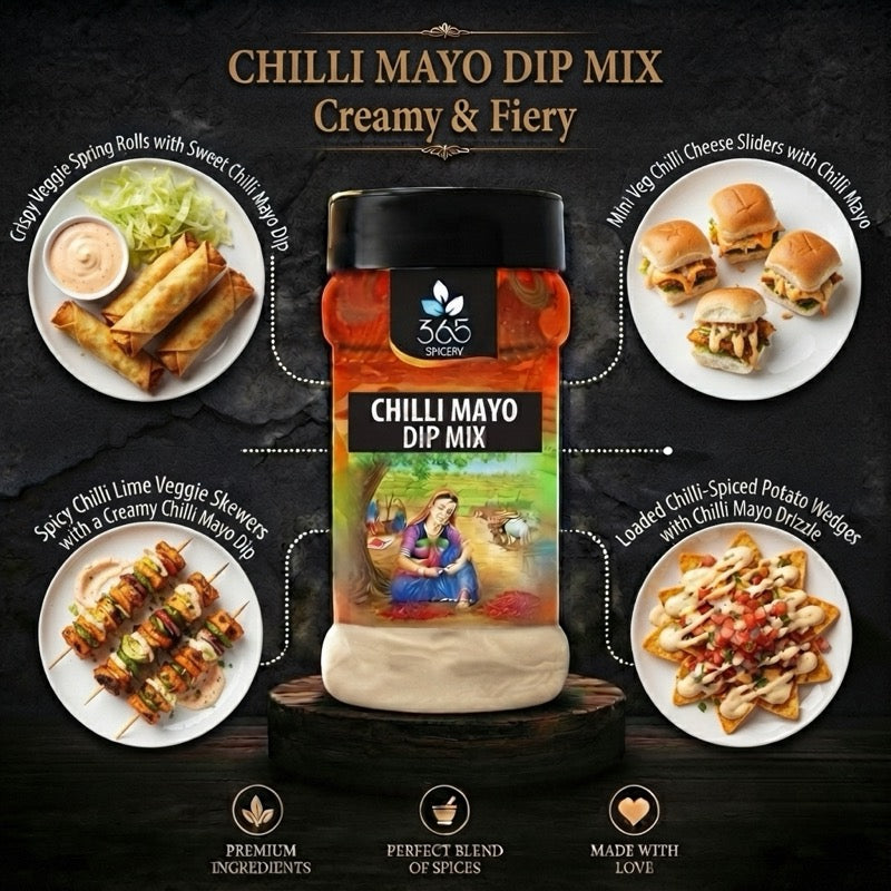CHILLI MAYO DIP MIX | Spicy Zesty Seasoning | No Artificial Colours | Gluten-Free | Perfect for Snacks | 365 Spicery