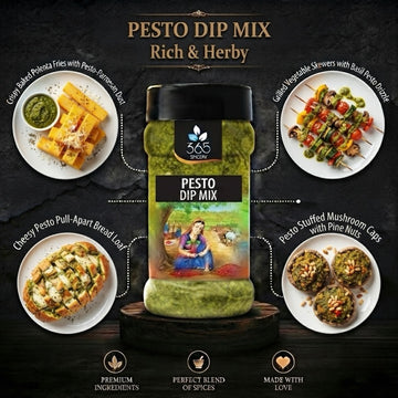 PESTO DIP MIX | Classic Basil & Nut Blend | No Artificial Colours | Gluten-Free | Gourmet Appetizers | 365 Spicery