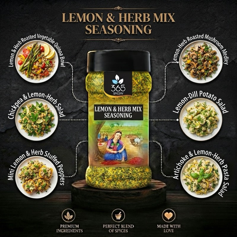 Lemon & Herb Mix | Refreshing Savoury Blend for Snacks | Vegan | No Artificial Flavours | Premium Quality | 365 Spicery