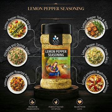 Lemon Pepper Seasoning | Tangy Zest for Grills & Popcorn | Natural Ingredients | No MSG | Made in India | 365 Spicery