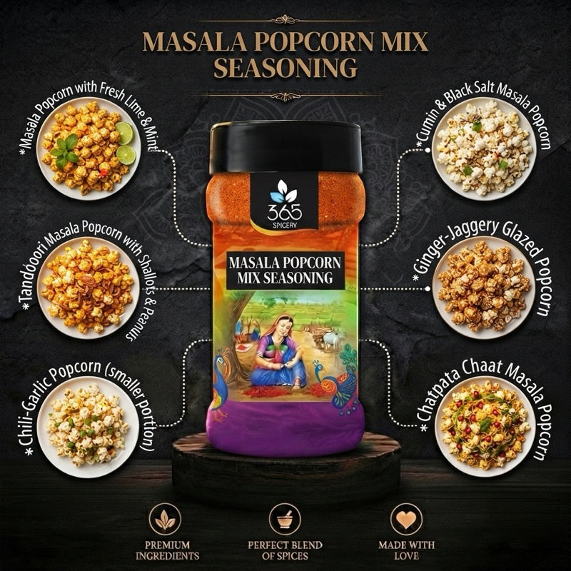 Masala Popcorn Mix | Authentic Indian Snack Blend | Vegan | No Artificial Flavours | 365 Spicery