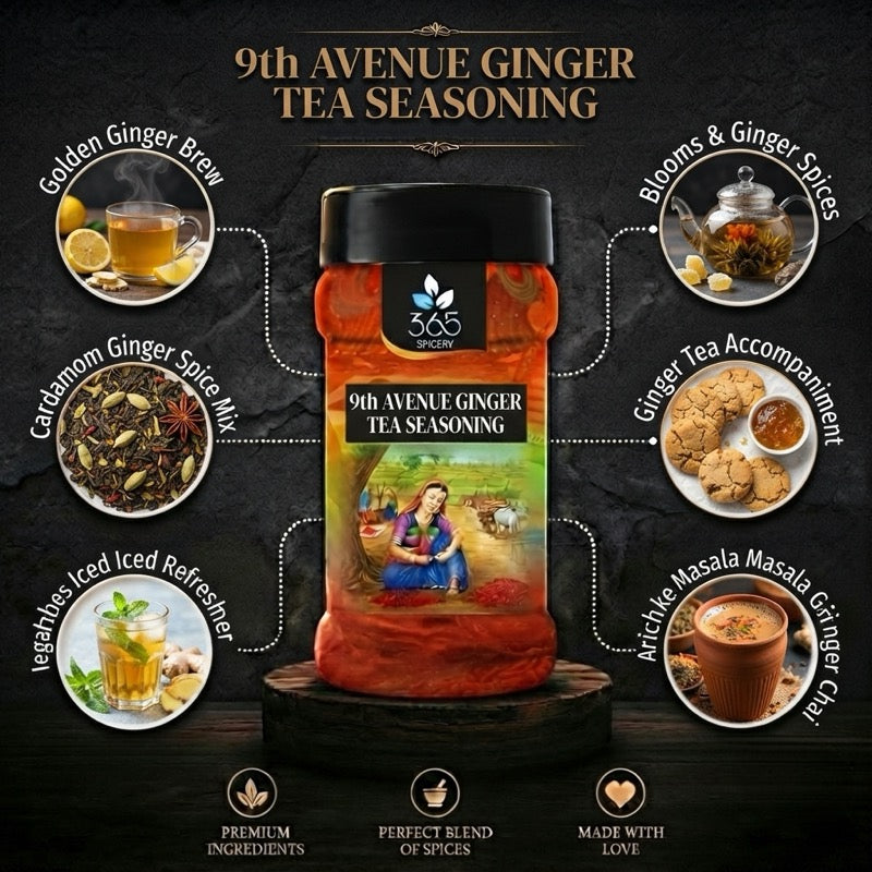 9th Avenue Ginger Tea Seasoning | Refreshing Masala Chai Mix | Natural | No Artificial Flavours | 365 Spicery