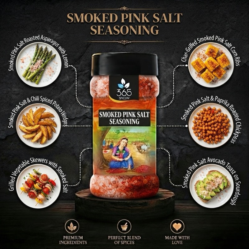 Smoked Pink Salt Seasoning | Gourmet Himalayan Mineral Blend | Natural | No Artificial Flavours | 365 Spicery