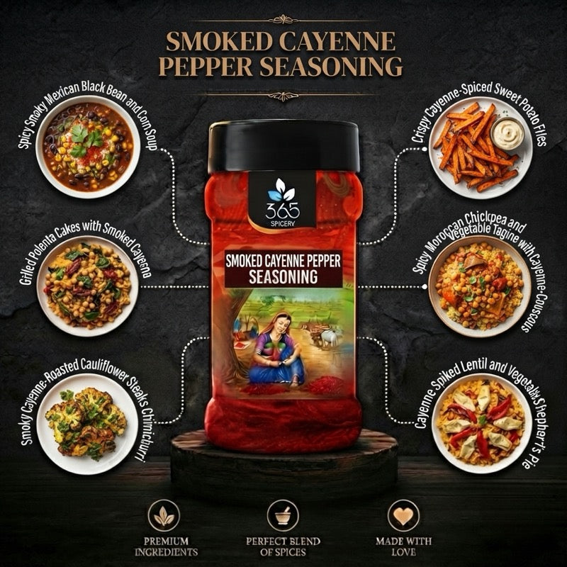 Smoked Cayenne pepper | Intense Heat Grill Spice | No MSG | Premium Quality | 365 Spicery