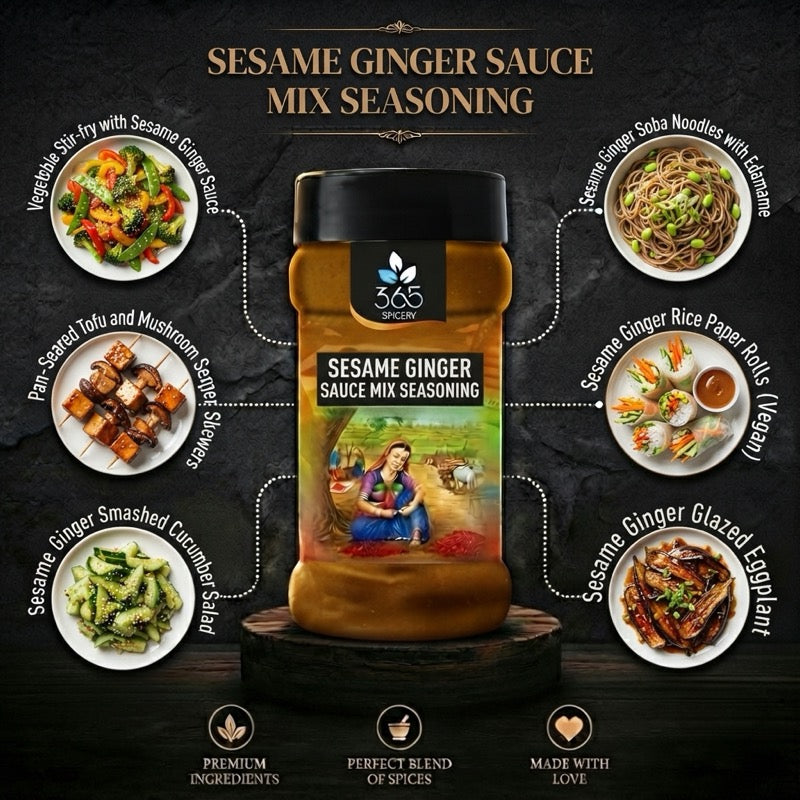 SESAME GINGER SAUCE MIX | Asian Inspired Stir-fry Blend | Natural Ingredients | Vegan | 365 Spicery