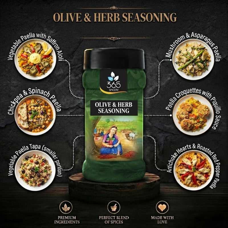 Olive & Herb Seasoning | Mediterranean Flavour Blend | Gluten-Free | No Artificial Flavours | 365 Spicery