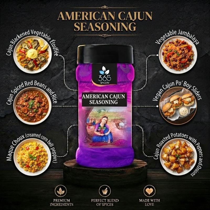 AMERICAN CAJUN SEASONING | Classic Bold Spice Blend for Snacks | No MSG | Natural Ingredients | 365 Spicery