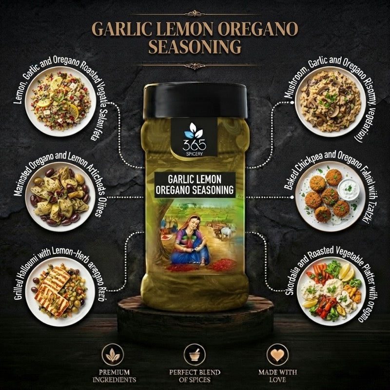 GARLIC LEMON OREGANO SEASONING | Zesty Herb Mix for Fries & Popcorn | No MSG | Gluten-Free | 365 Spicery