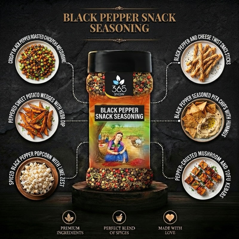 BLACK PEPPER SNACK SEASONING | Classic Bold Spice Blend | Gluten-Free | Vegan | 365 Spicery
