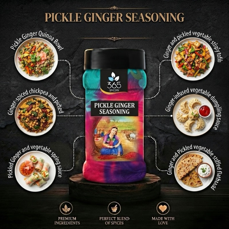 PICKLED GINGER SEASONING | Zesty Asian Snack Spice | Gluten-Free | No Artificial Colours | 365 Spicery