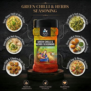 GREEN CHILLI & HERBS SEASONING | Spicy Snack Dust | Gluten-Free | No Artificial Colours | 365 Spicery