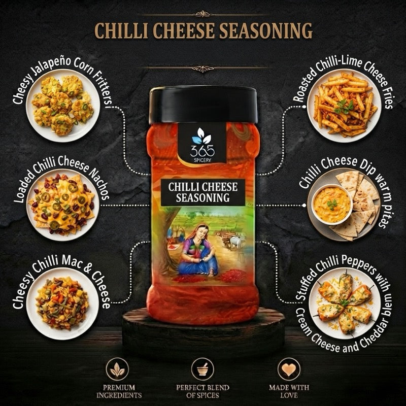CHILLI CHEESE SEASONING | Classic Snack Topping | No Artificial Flavours | Premium Quality | 365 Spicery