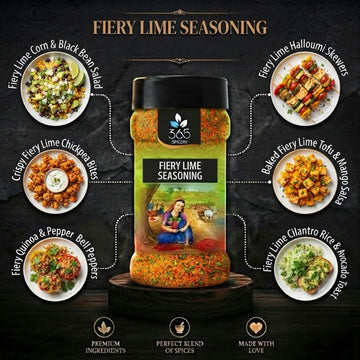 FIERY LIME SEASONING | Hot & Tangy Street Food Spice | No MSG | Gluten-Free | Made in India | 365 Spicery