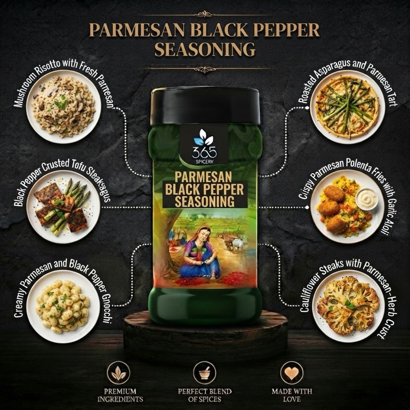 PARMESAN BLACK PEPPER SEASONING | Savoury Snack Blend | Premium Quality | No Artificial Flavours | 365 Spicery
