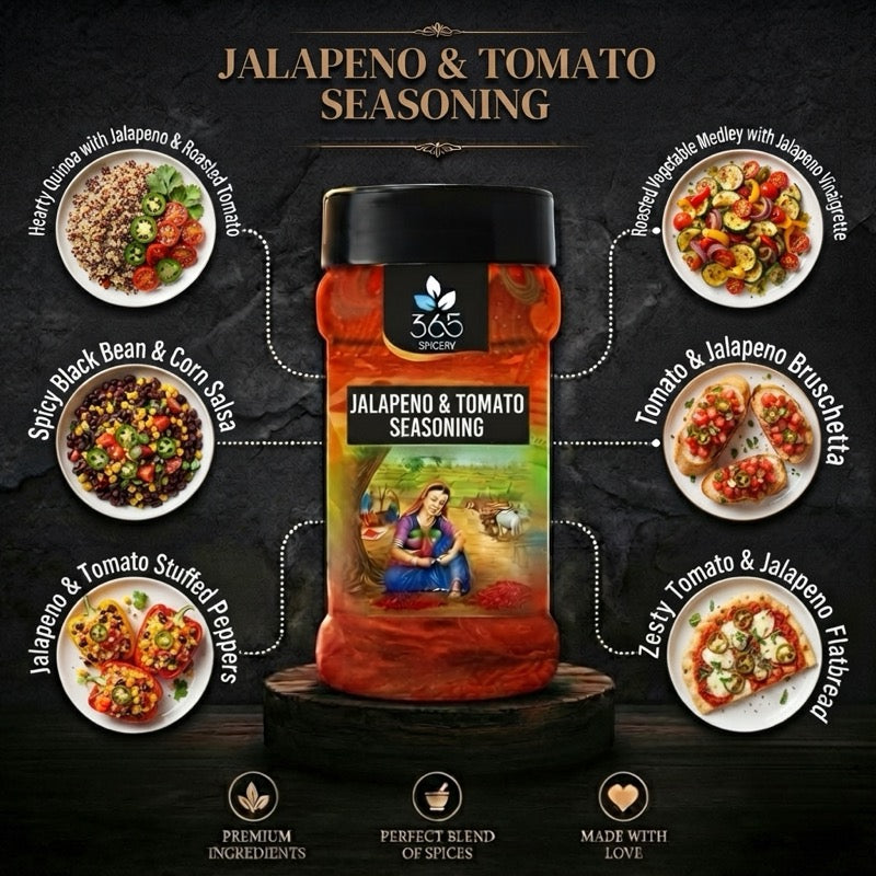 JALAPENO & TOMATO SEASONING | Zesty Snack & Nacho Blend | No Artificial Flavours | Vegan | 365 Spicery