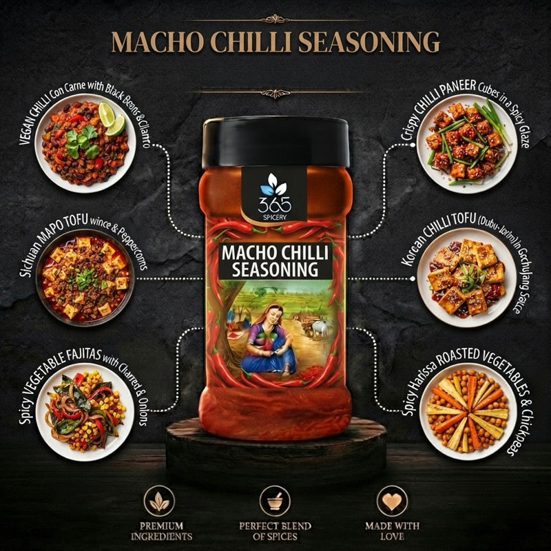 MACHO CHILLI SEASONING | Intense Heat Snack Spice | Premium Quality | No Artificial Flavours | 365 Spicery