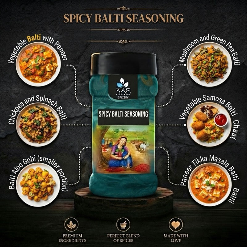 SPICY BALTI SEASONING | Bold Indian Street Food Blend | No MSG | Gluten-Free | Vegan | 365 Spicery