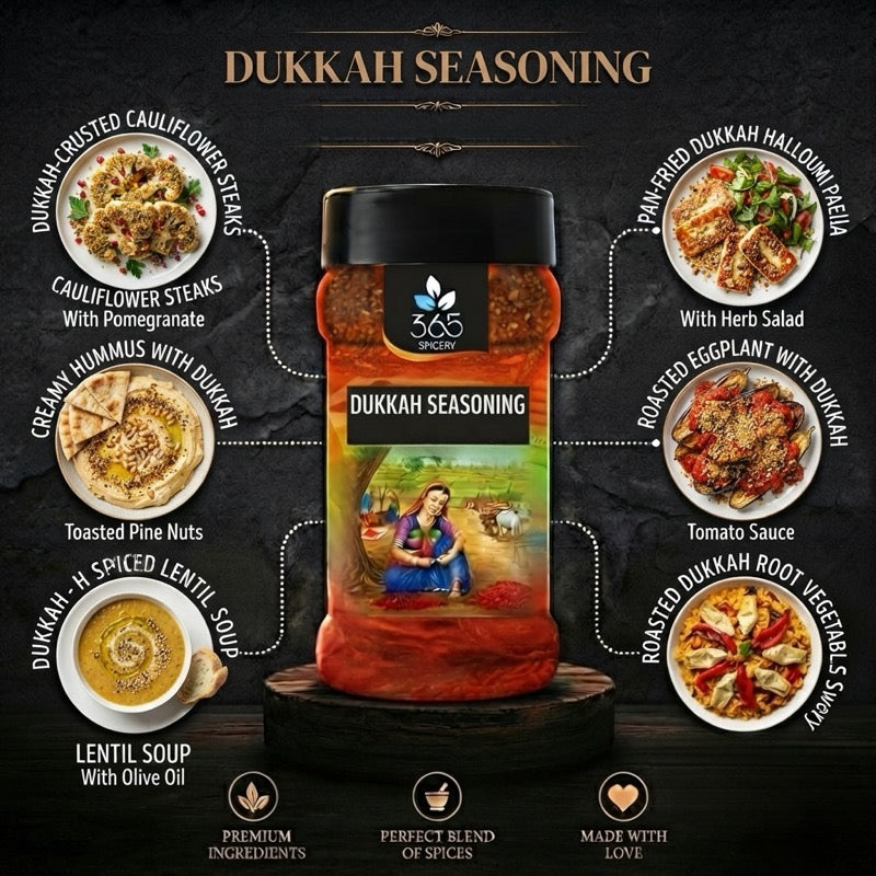 Dukkah Seasoning | Crunchy Nut & Spice Blend | Gluten-Free | No MSG | Premium Quality | 365 Spicery