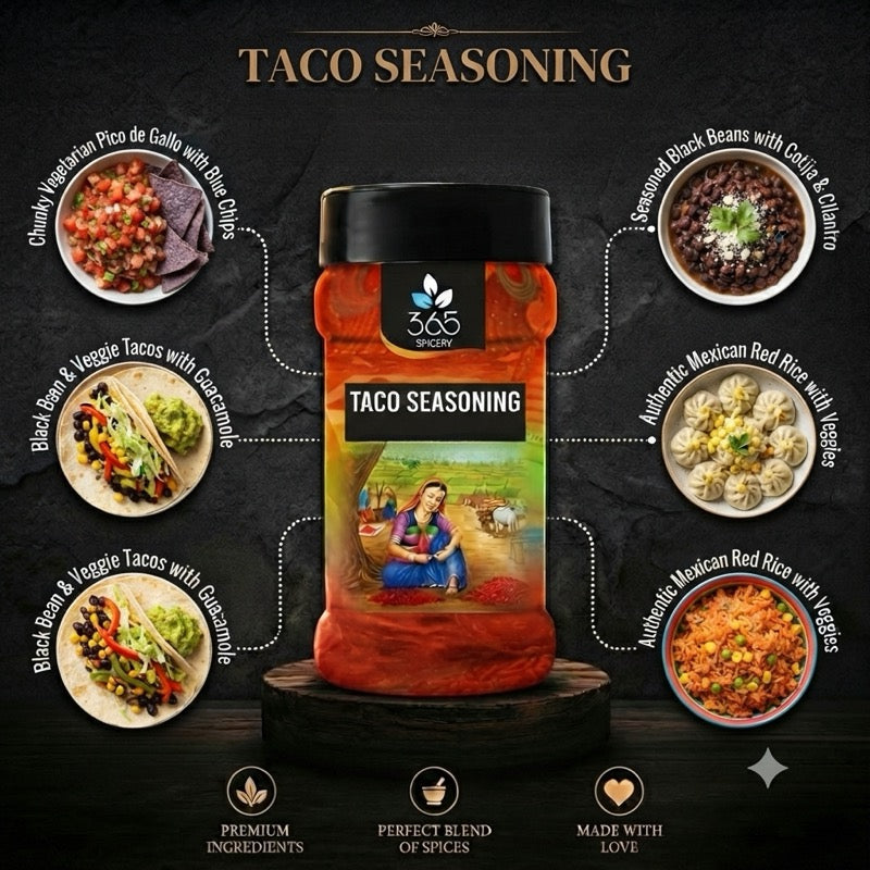 Taco Seasoning | Classic Mexican Blend for Street Food | Natural Ingredients | Vegan | No Artificial Flavours | 365 Spicery