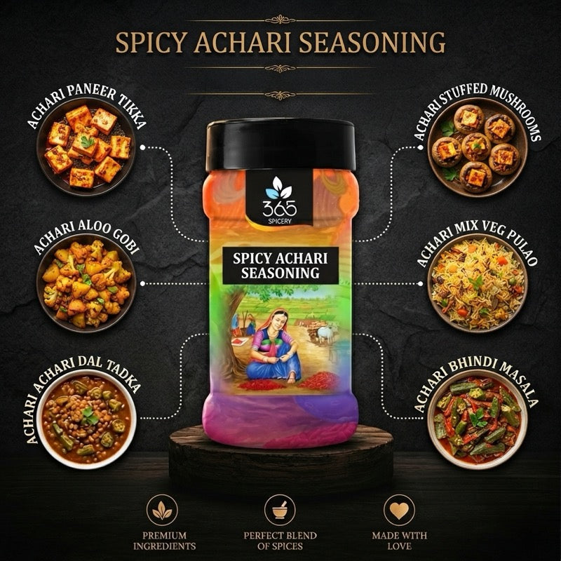 SPICY ACHARI SEASONING | Tangy Indian Pickle Spice Mix | Vegan | No Artificial Flavours | 365 Spicery