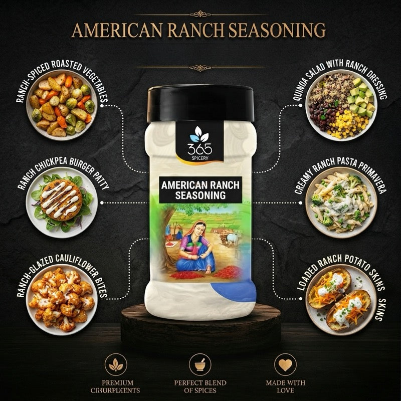 AMERICAN RANCH SEASONING | Creamy Herb Snack Topping | Gluten-Free | No MSG | 365 Spicery