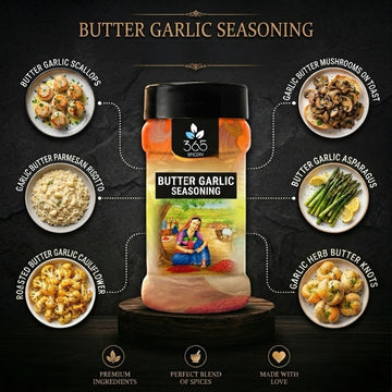 Butter Garlic Seasoning | Rich Savoury Popcorn Topping | No Artificial Colours | 365 Spicery