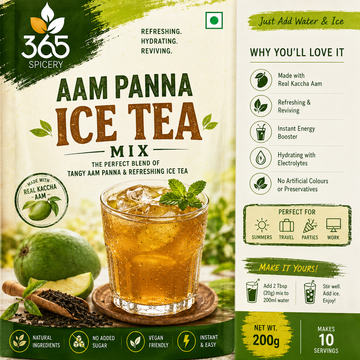 Aam Panna Ice Tea | Tangy Raw Mango Drink Mix | Natural Ingredients | Refreshing Summer Blend | 365 Spicery
