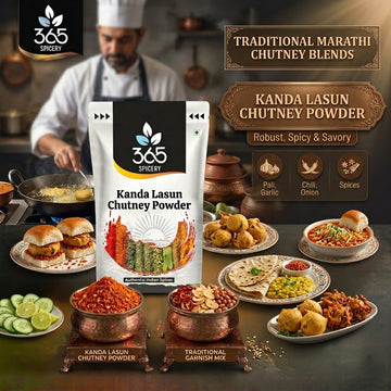 Kanda Lasun Chutney Powder | Authentic Maharashtrian Garlic Dip | Premium Quality | 365 Spicery