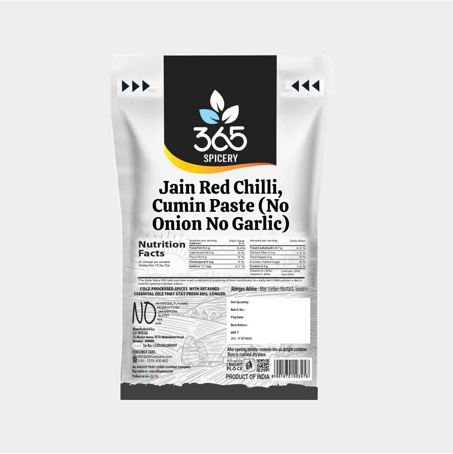Jain Red Chilli, Cumin Paste (No Onion No Garlic)