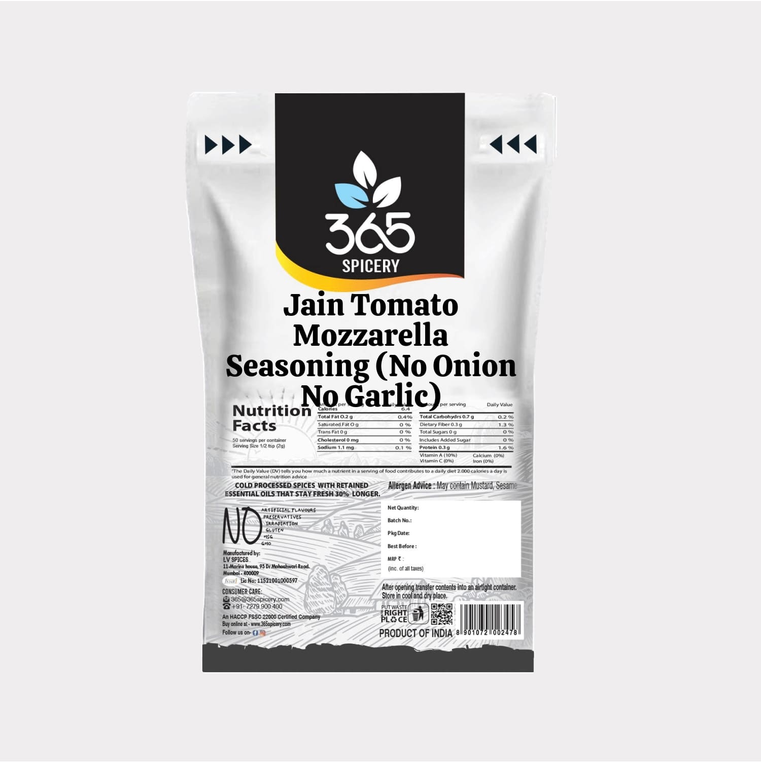 Jain Tomato Mozzarella Seasoning (No Onion No Garlic)