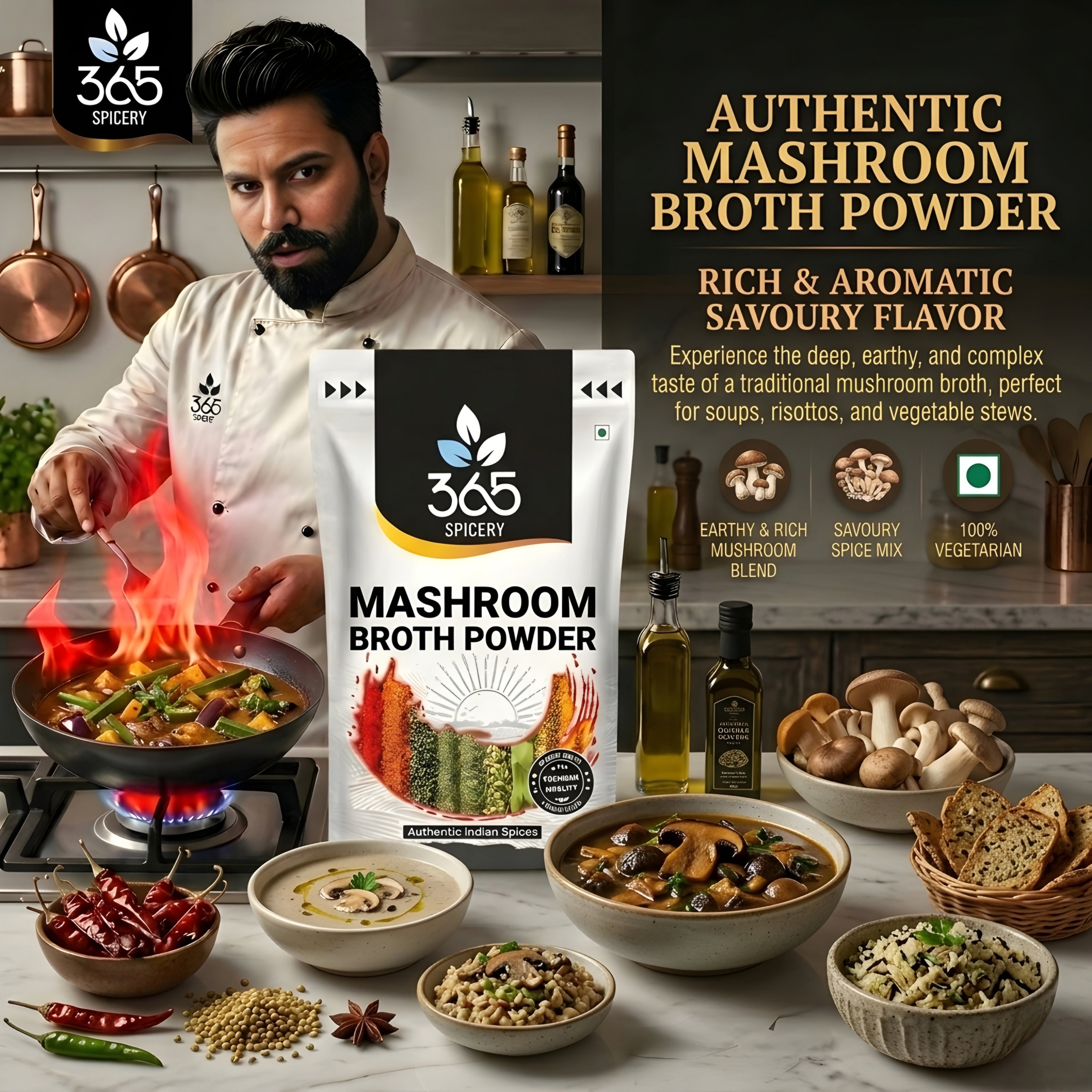 Mushroom broth powder