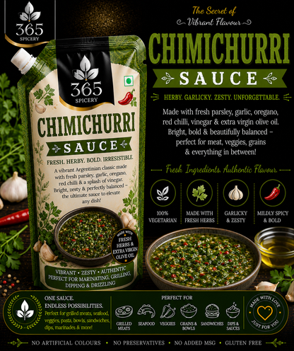 Chimichurri Sauce | Jain-Friendly No Onion No Garlic | Natural Ingredients | Premium Quality | 365 Spicery