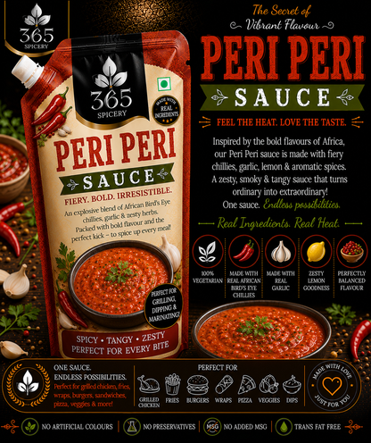 Peri Peri Sauce | Jain-Friendly No Onion No Garlic | Natural Ingredients | No MSG | 365 Spicery