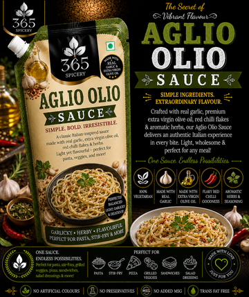Aglio Olio Sauce | Jain-Friendly No Onion No Garlic | Premium Quality | No MSG | 365 Spicery