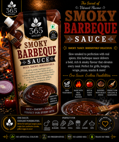 Smoky Barbeque Sauce Powder Mix | Jain-Friendly No Onion No Garlic | Natural Ingredients | Vegan | 365 Spicery