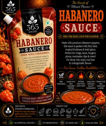Habanero Sauce Powder Mix | Jain-Friendly No Onion No Garlic | Vegan | Premium Quality | 365 Spicery
