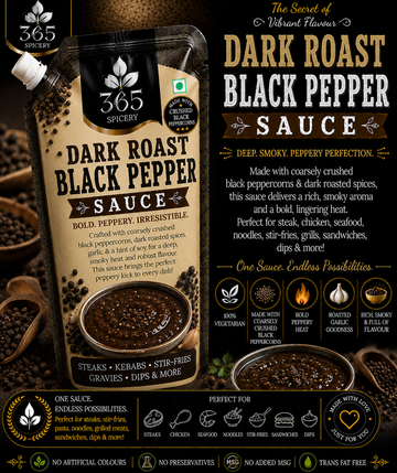 Dark Roast Black Pepper Sauce Powder Mix | Jain-Friendly No Onion No Garlic | Premium Quality | No MSG | 365 Spicery