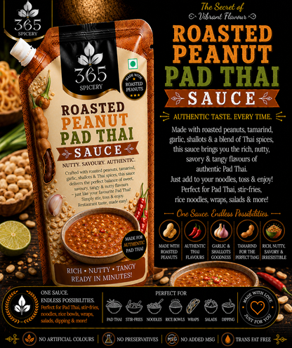 Jain Roasted Peanut Pad Thai Sauce Powder Mix | No Onion No Garlic | Natural Ingredients | 365 Spicery